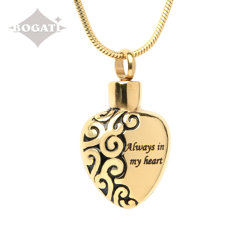 J-006 - “Always In My Heart” - Silver-tone - Pendant with Chain - Gold