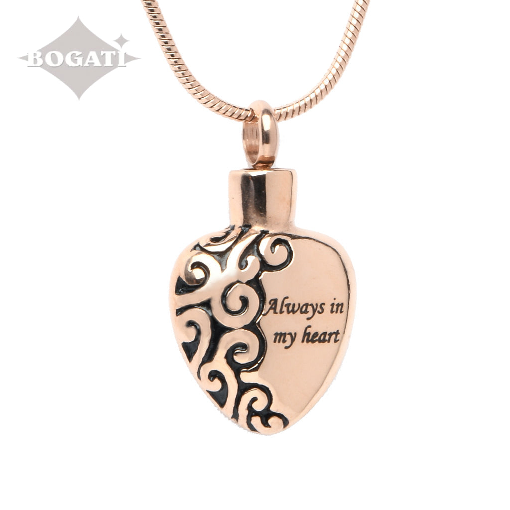 J-006 - “Always In My Heart” - Silver-tone - Pendant with Chain - Rose Gold
