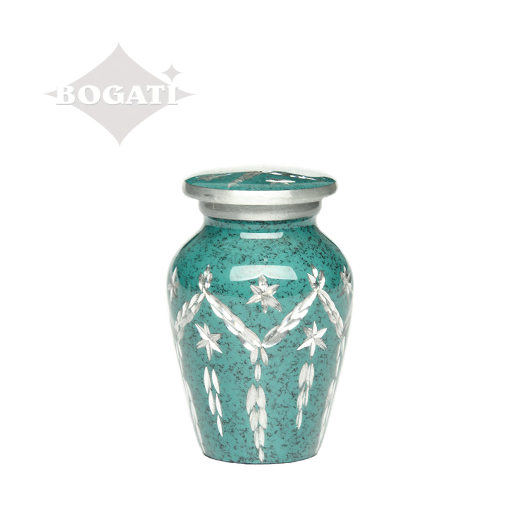 KEEPSAKE -1100- Diamond Cut Alloy Urn Speckled Teal
