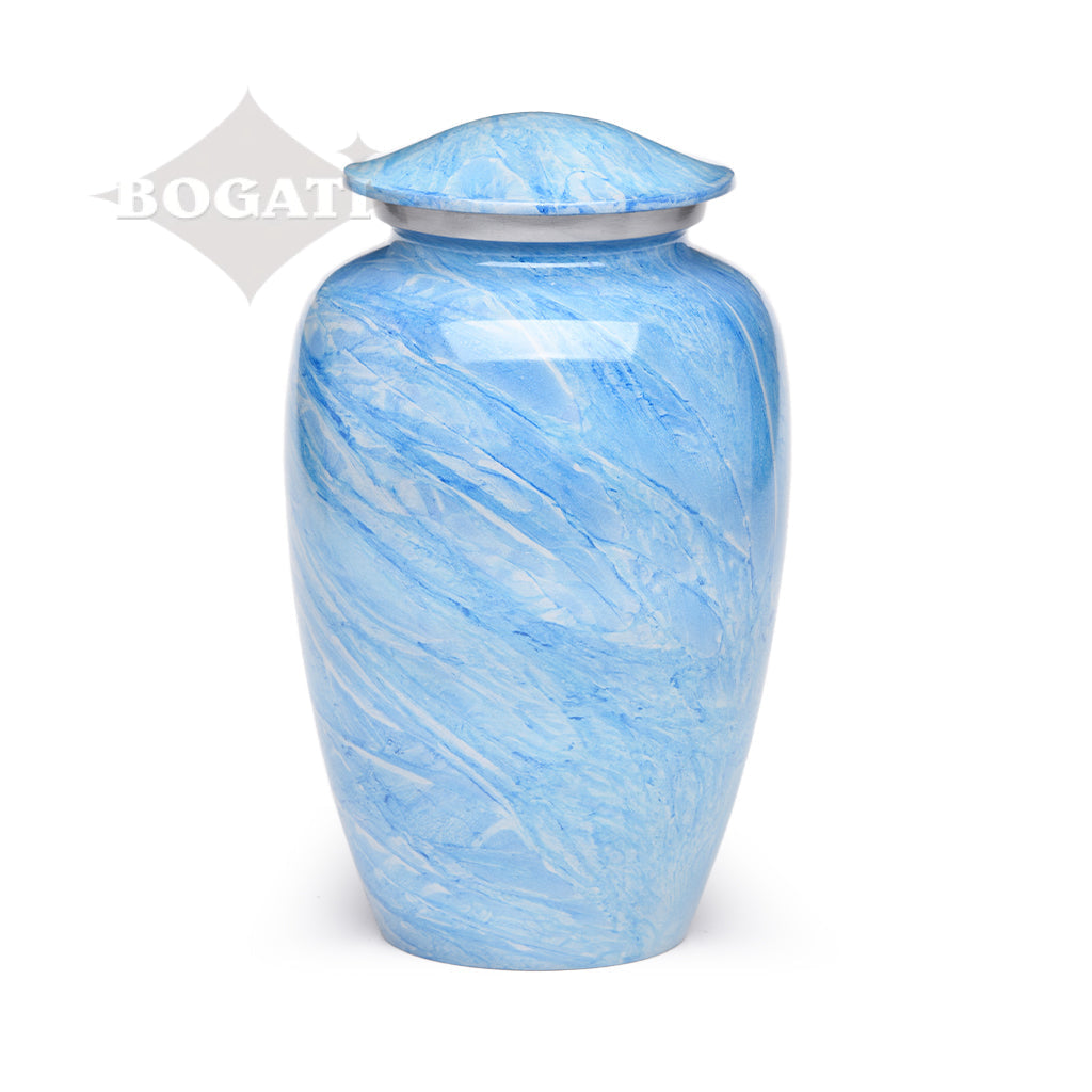 ADULT -Classic Alloy Urn - Hand-painted Stone-look Blue