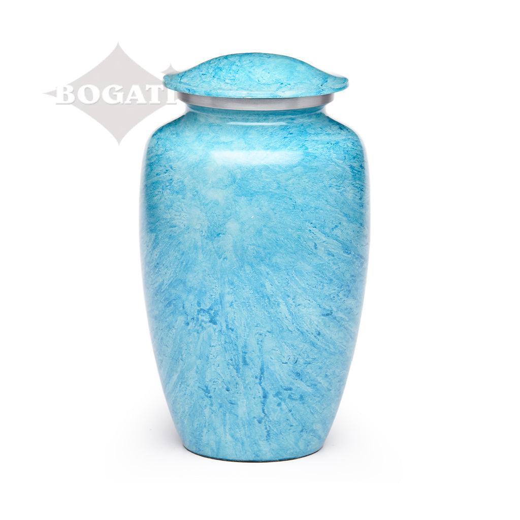 ADULT -Classic Alloy Urn - Hand-painted Stone-look Teal