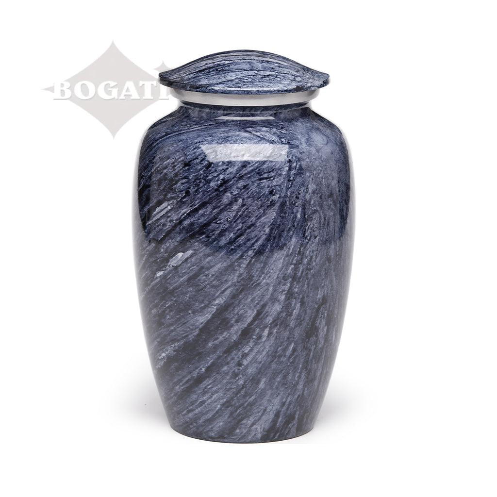 ADULT -Classic Alloy Urn - Hand-painted Stone-look Blue-Gray