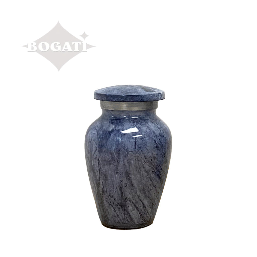 KEEPSAKE -Alloy Urn -Hand Painted Stone-look Blue-Gray