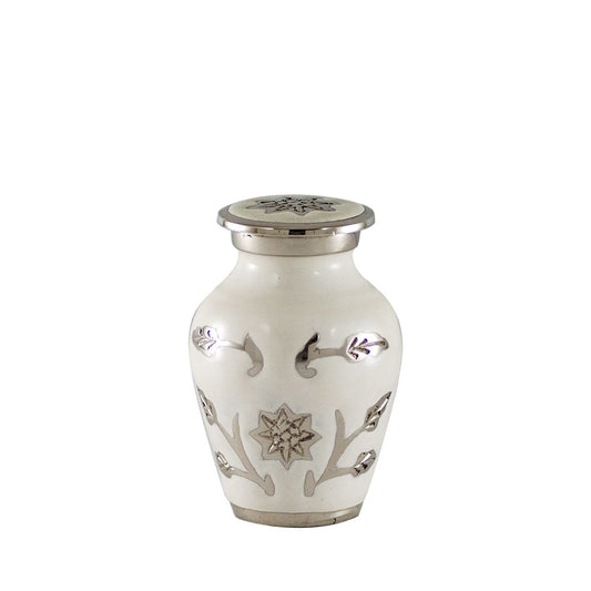 KEEPSAKE Brass urn -1500-  Florentine White & Silver
