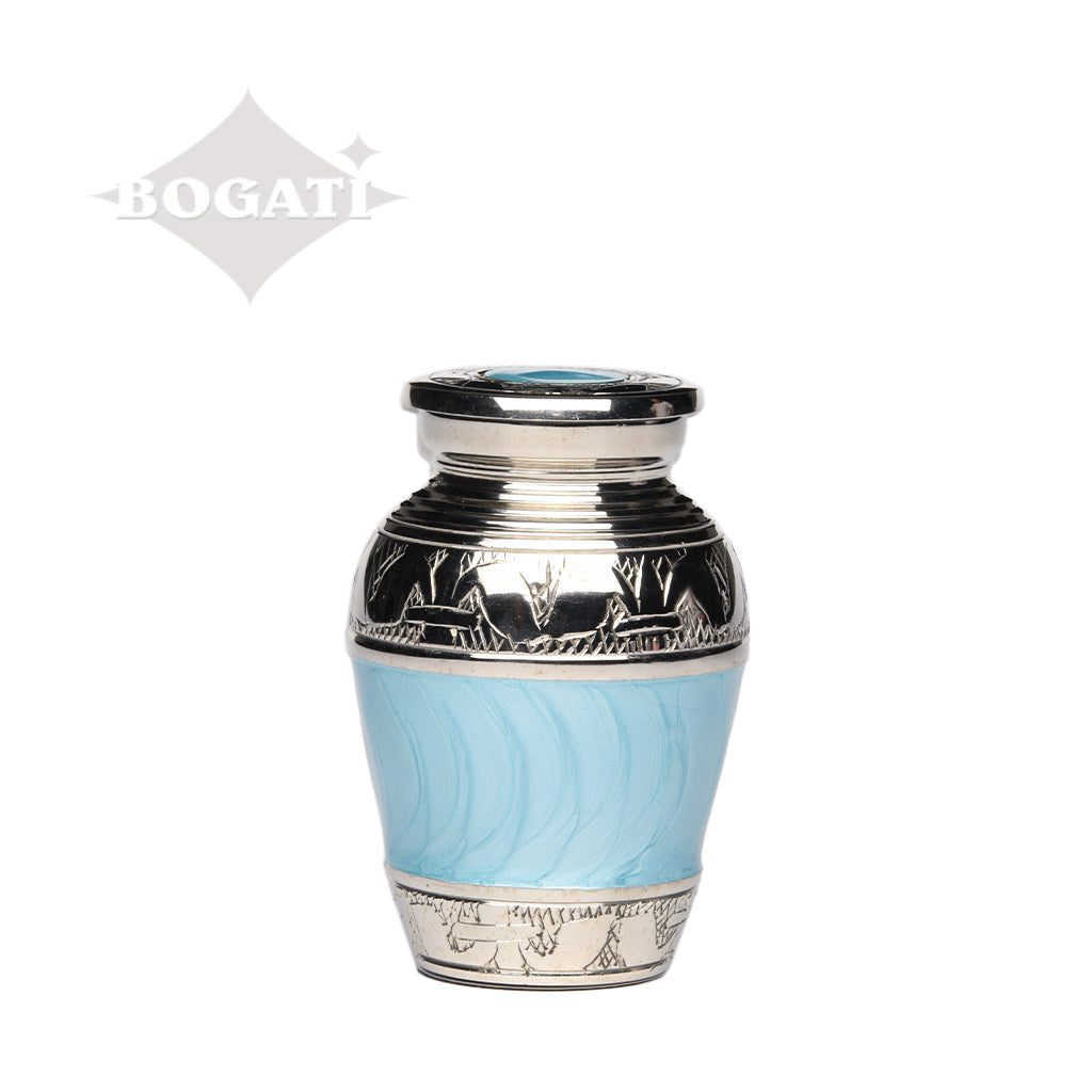 KEEPSAKE Nickel Plated Brass Urn -1528- Fleur-de-Lis