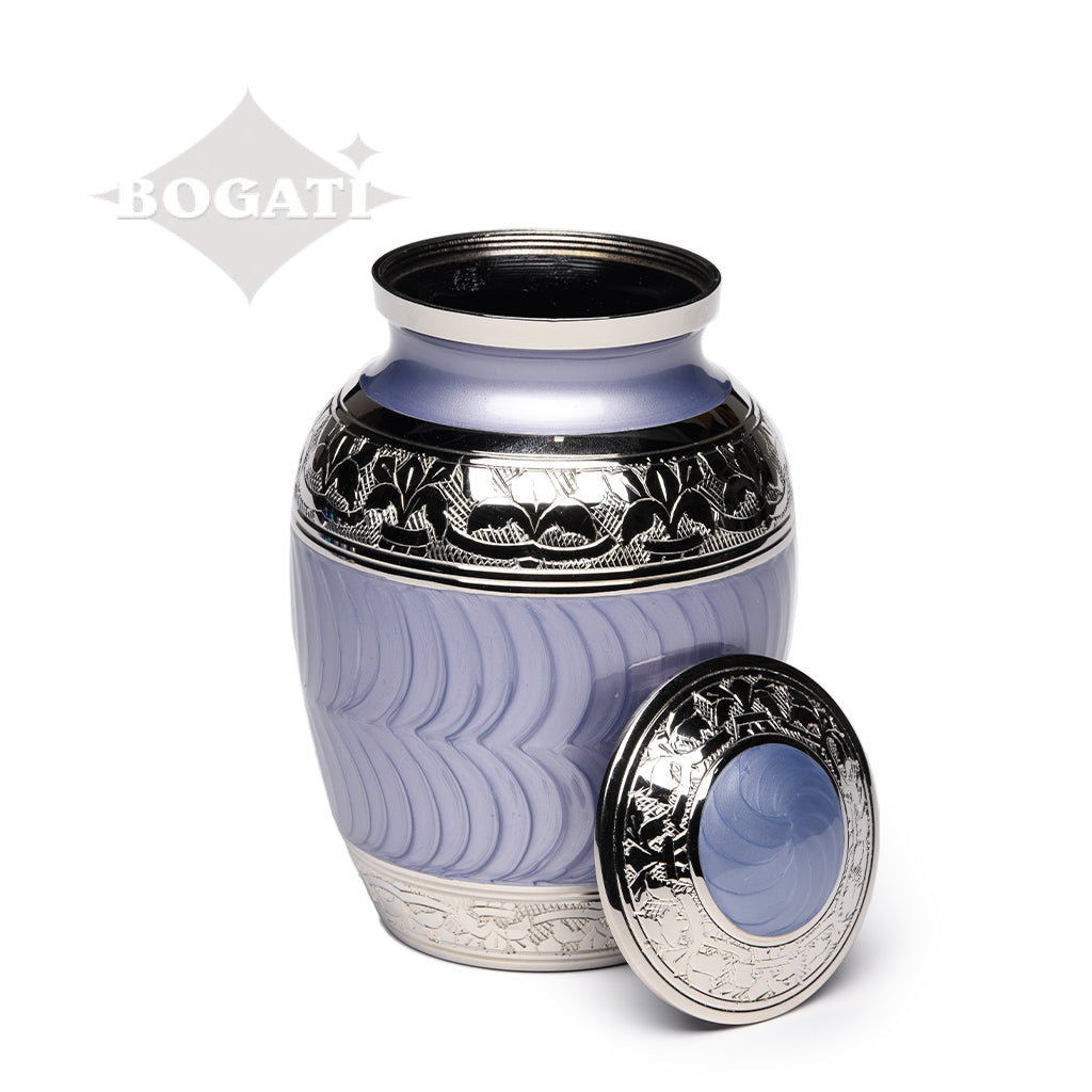 MEDIUM Nickel Plated Brass Urn -1528- Fleur-de-Lis