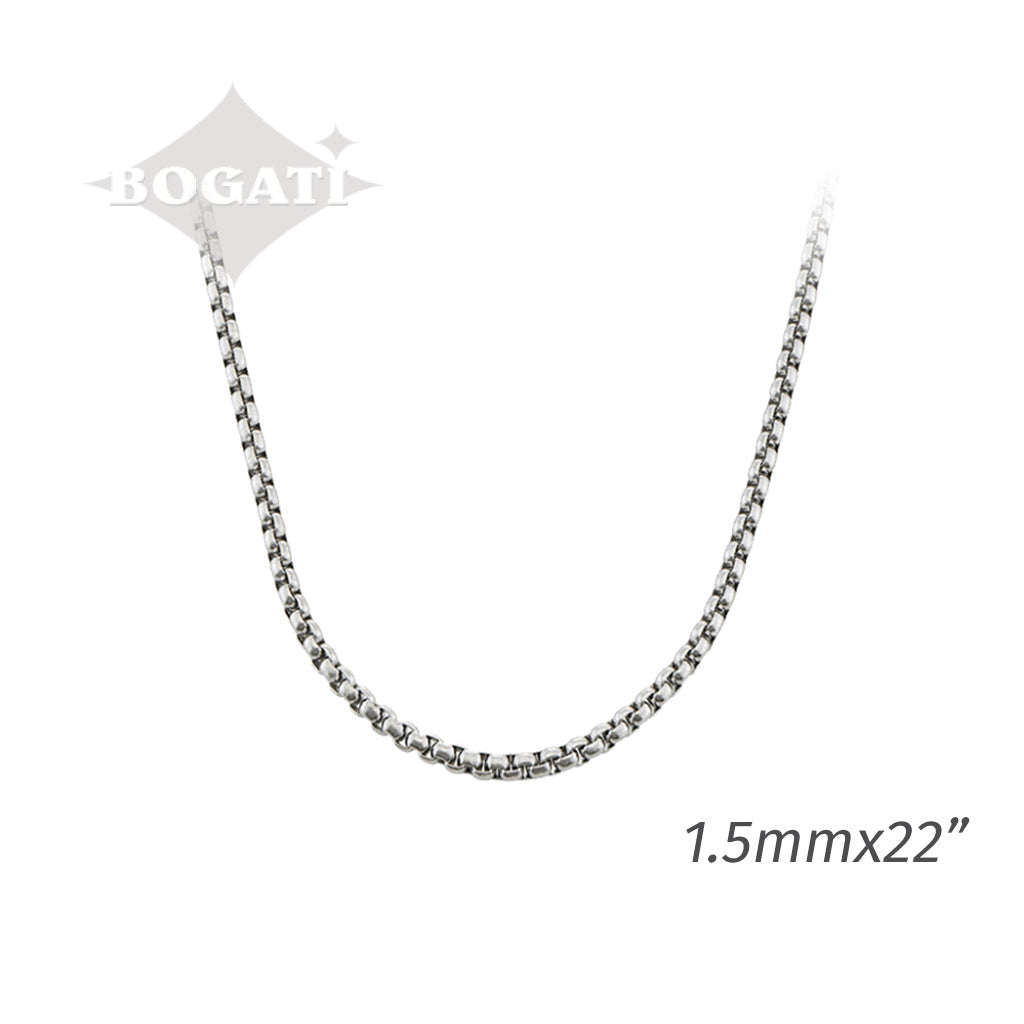 Silver-Tone Box Chain - 2Mm X 22 Length