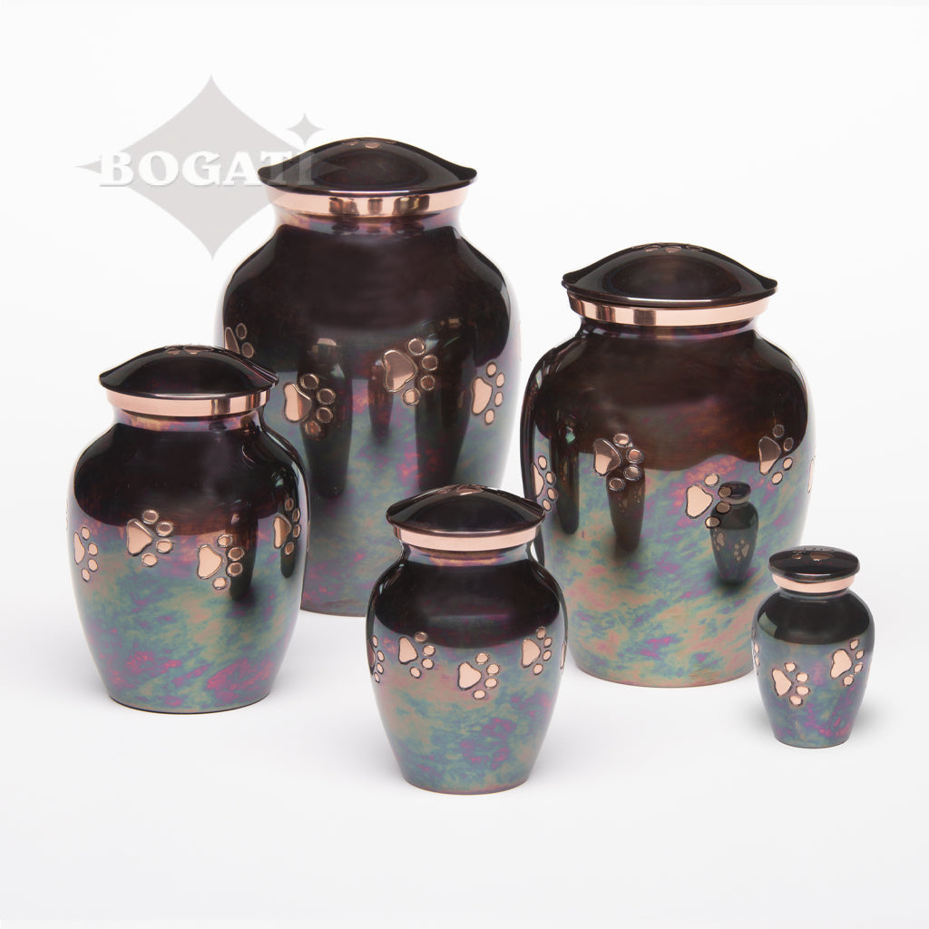 KEEPSAKE Brass Pet Urn -1649 "Forever Paw" - Raku finish