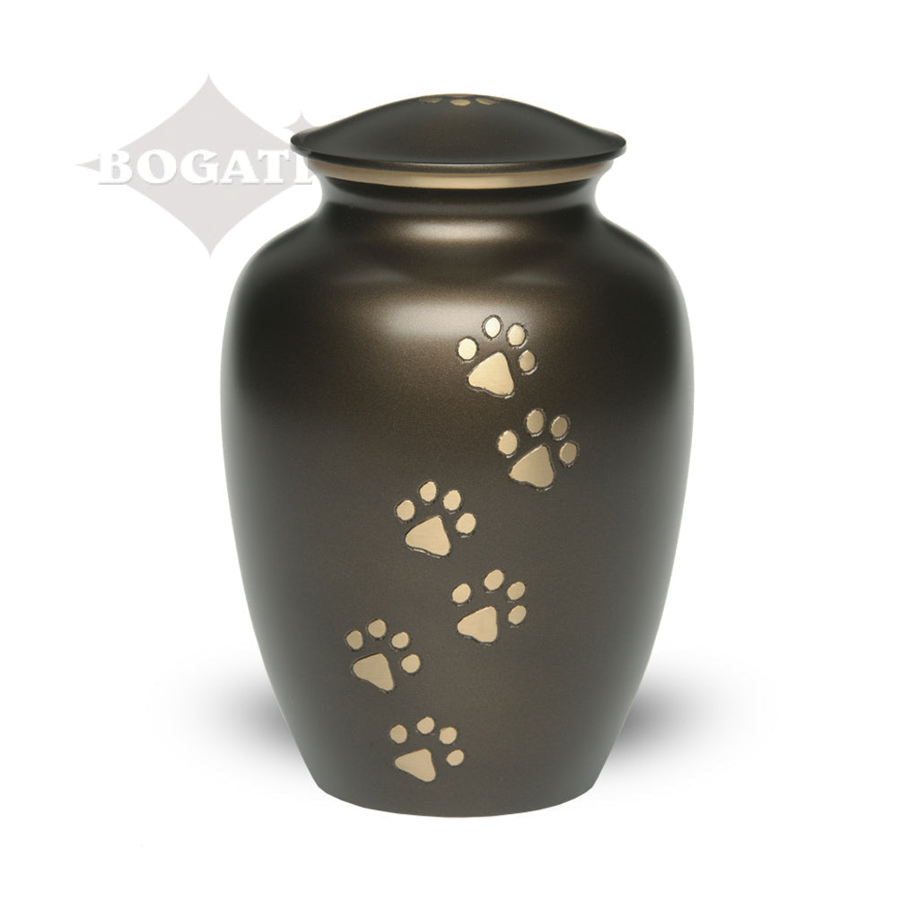 LARGE Brass Pet Urn - "Paws to Heaven" Brown-Gold
