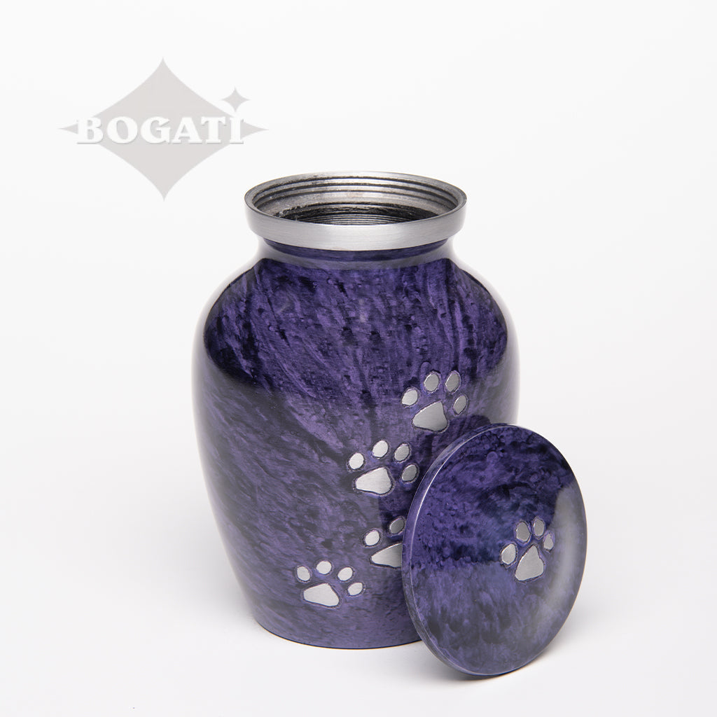 SMALL Alloy Pet Urn - 1658 "Paws to Heaven" - Marbled Stone Finish