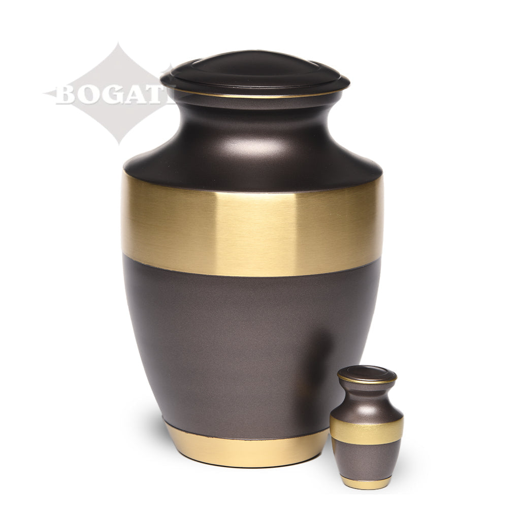 KEEPSAKE - Brass Urn -1673- Sparta Deep Brown with Brass Bands