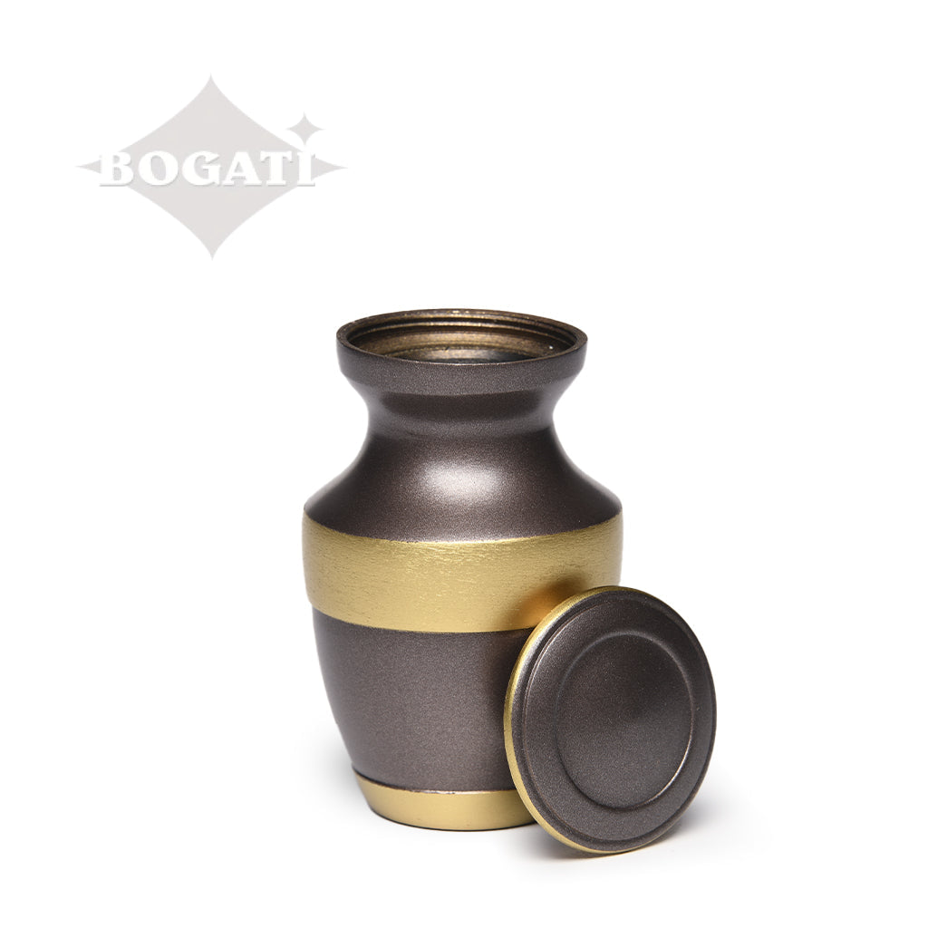 KEEPSAKE - Brass Urn -1673- Sparta Deep Brown with Brass Bands