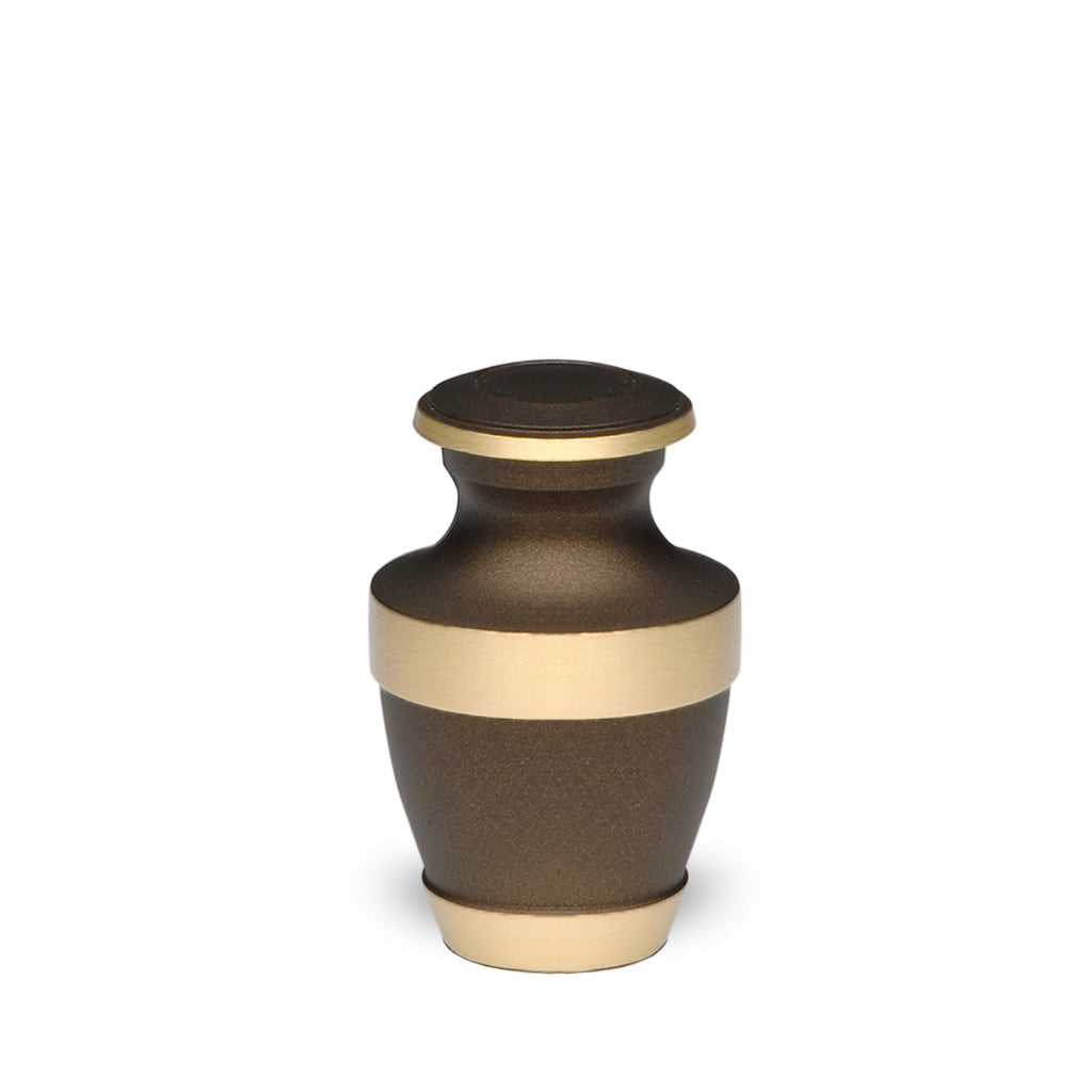 KEEPSAKE - Brass Urn -1673- Sparta Deep Brown with Brass Bands