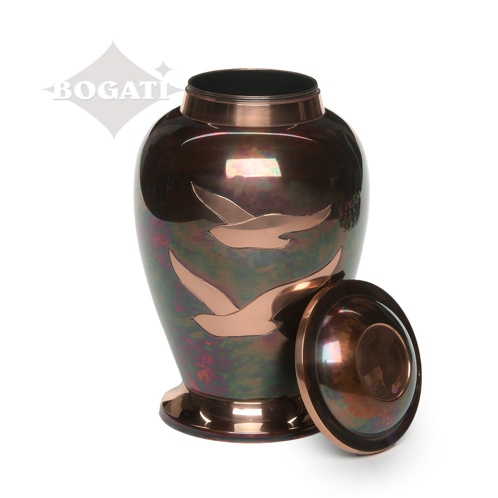 ADULT - Brass Urn -1958- Iridescent Copper Overlay