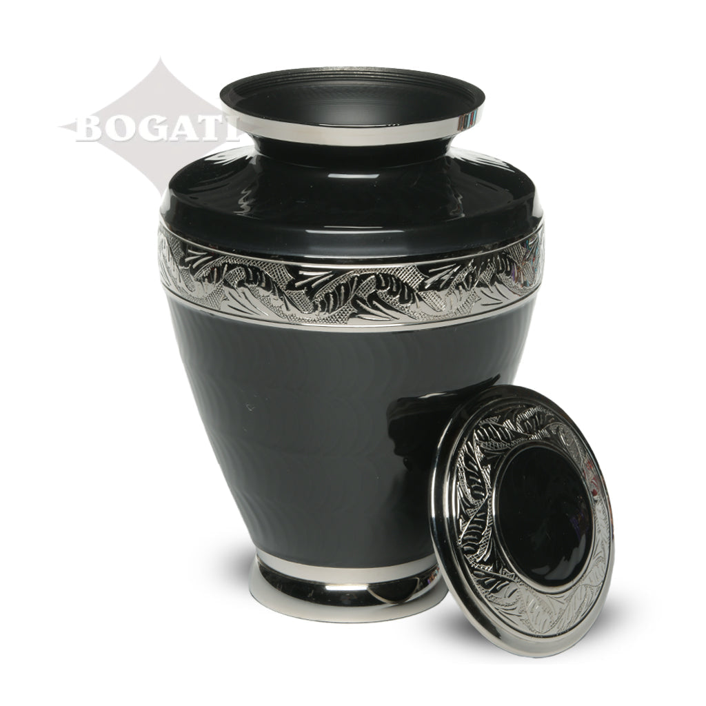 IMPERFECT SELECTION- ADULT Brass Urn -1964- Enamel Overlay - Silver-tone bands