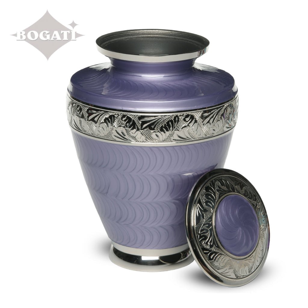 ADULT Brass Urn -1964- Enamel Overlay - Silver-tone bands