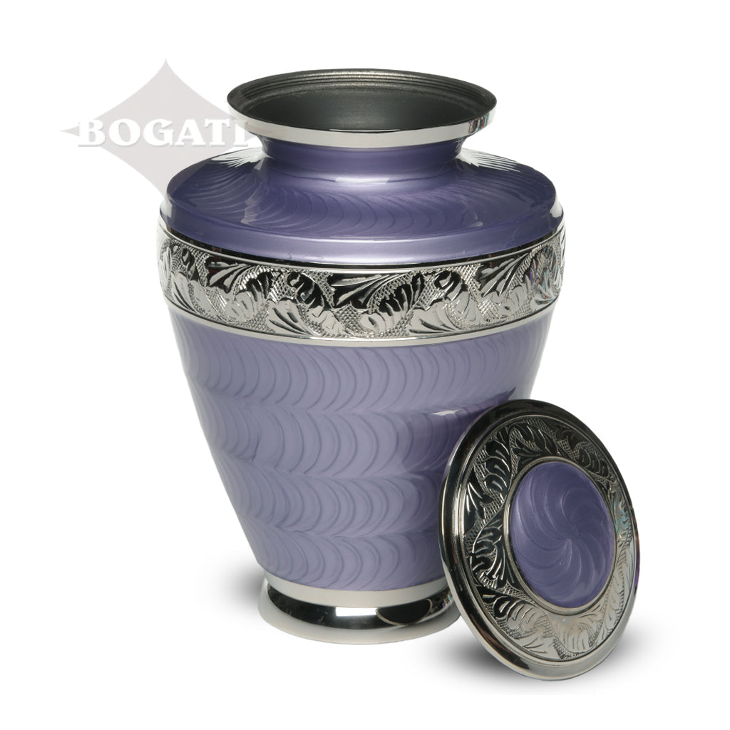 IMPERFECT SELECTION- ADULT Brass Urn -1964- Enamel Overlay - Silver-tone bands