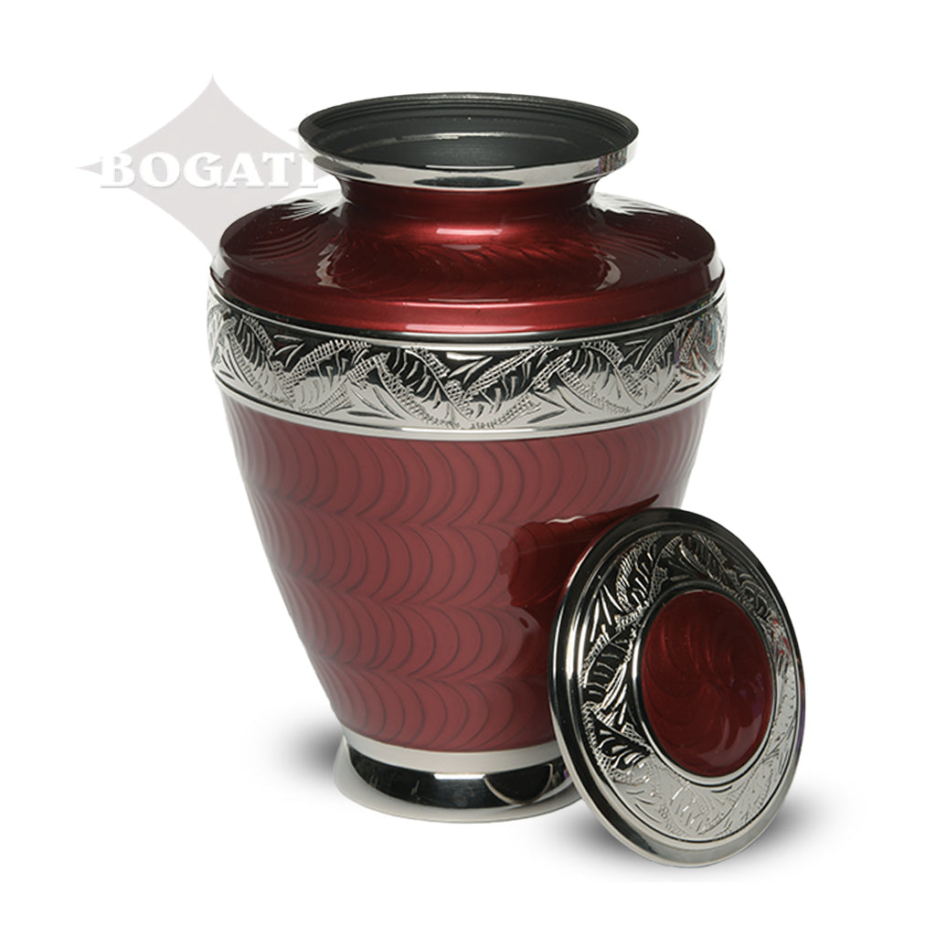 IMPERFECT SELECTION- ADULT Brass Urn -1964- Enamel Overlay - Silver-tone bands