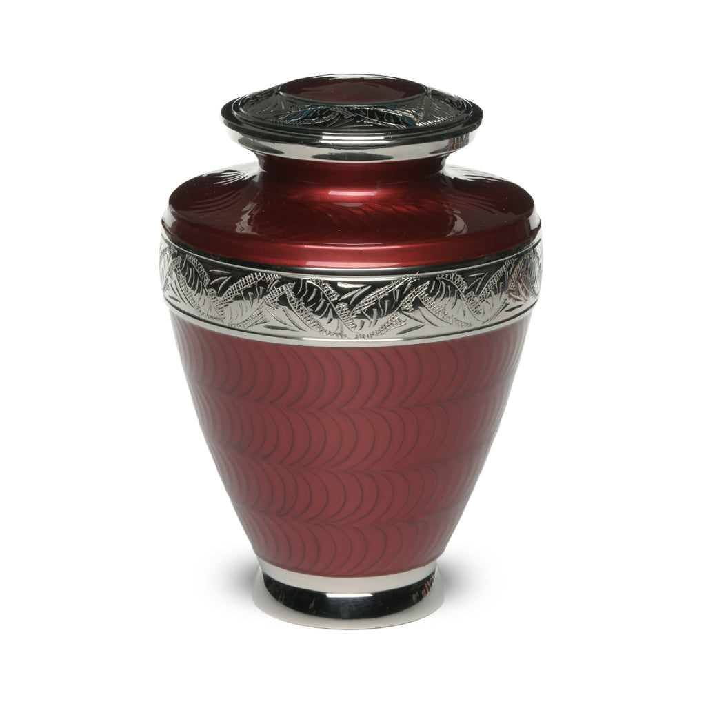 IMPERFECT SELECTION- ADULT Brass Urn -1964- Enamel Overlay - Silver-tone bands
