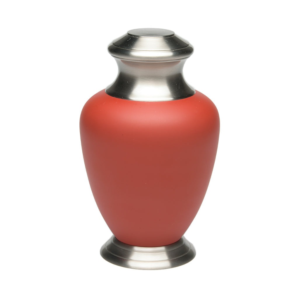 ADULT Brass urn -1966- Pewter with Solid Color Finish Red