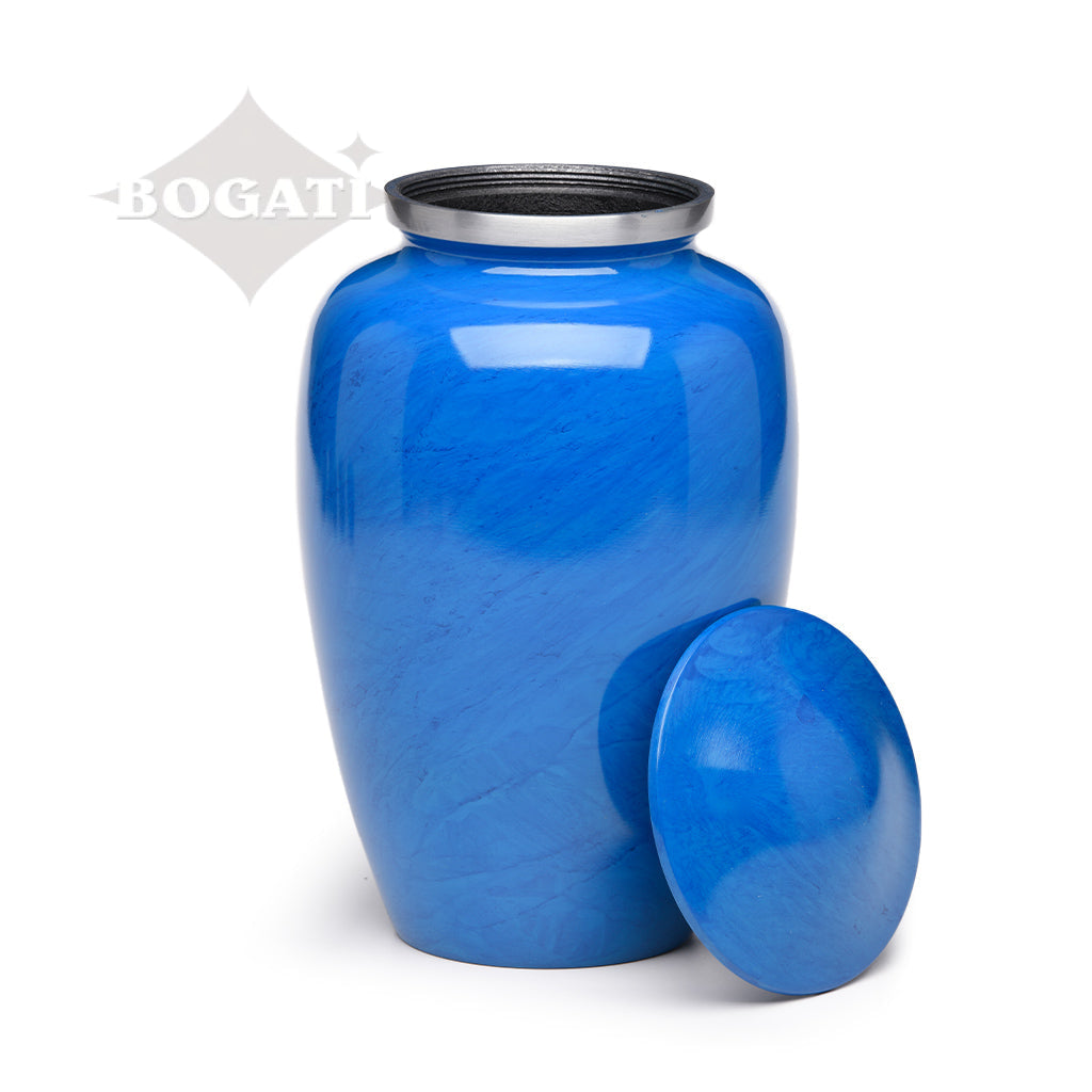 ADULT Classic alloy urn - 1995-Swirl Pattern BLUE