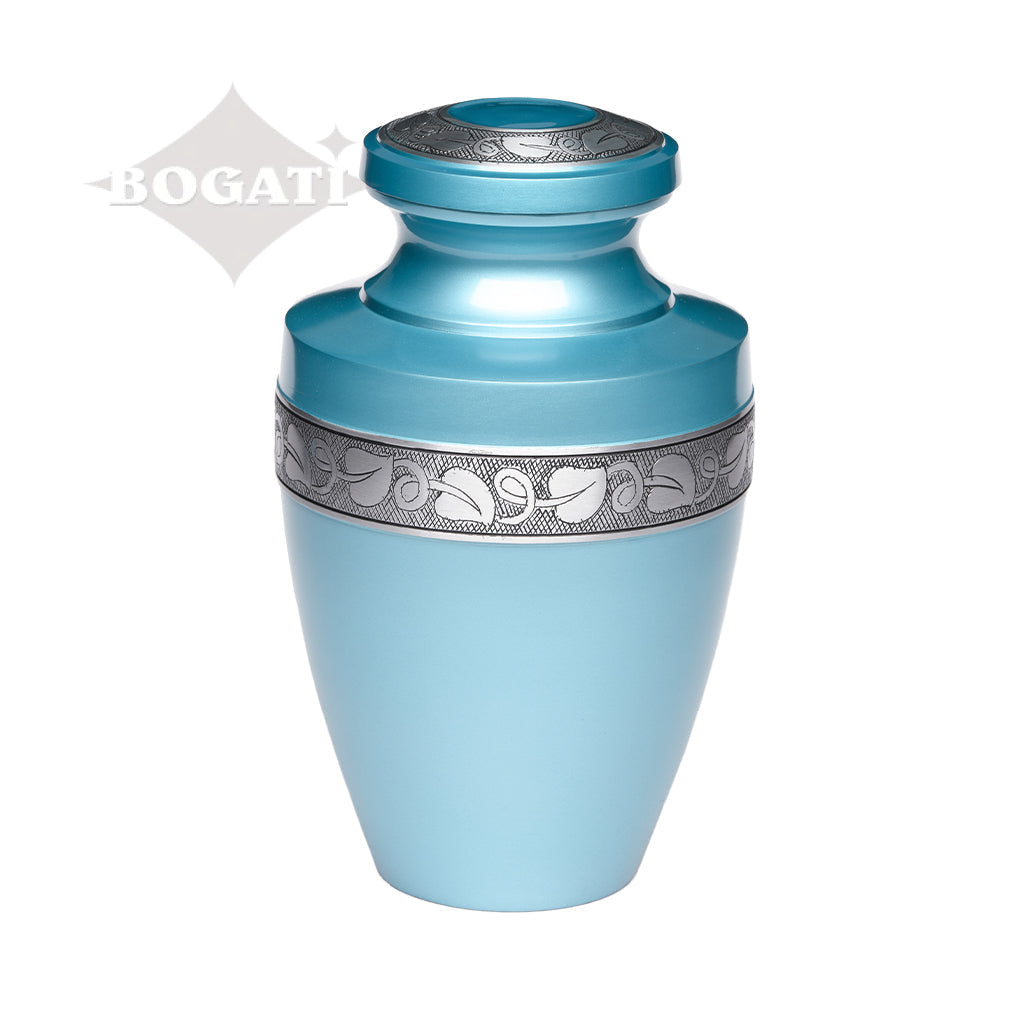ADULT - Alloy Urn -2116- Grecian with Bogati Jasmine Border Blue
