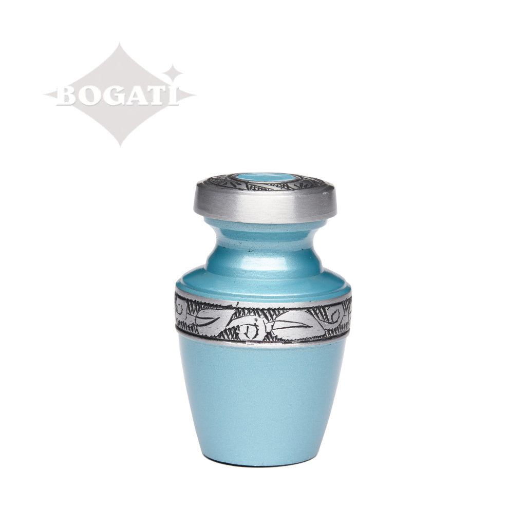 KEEPSAKE - Alloy Urn -2116- Grecian with Bogati Jasmine Border Blue