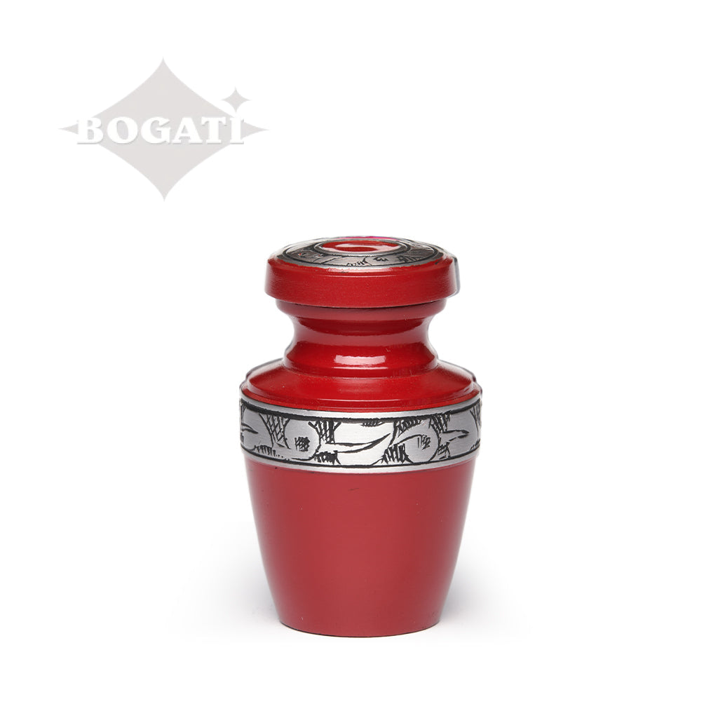 KEEPSAKE - Alloy Urn -2116- Grecian with Bogati Jasmine Border Red