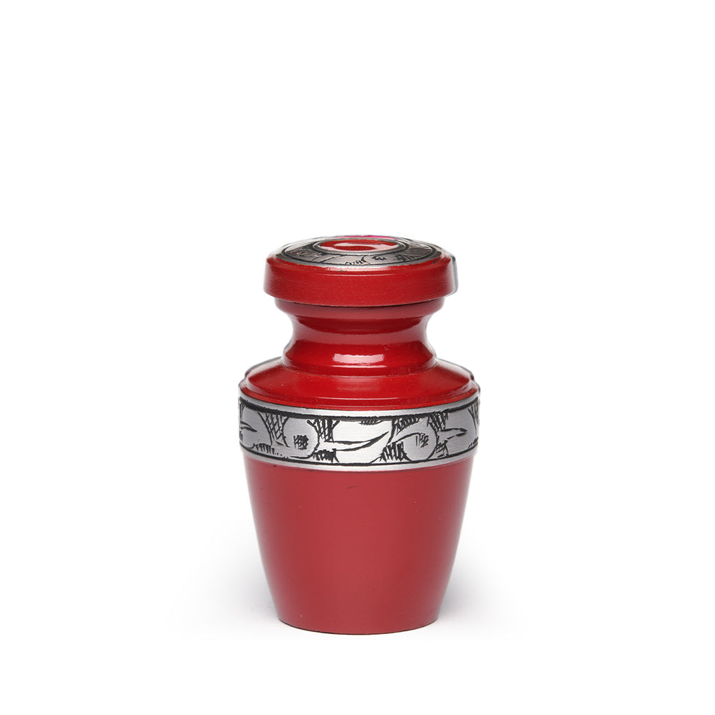 KEEPSAKE - Alloy Urn -2116- Grecian with Bogati Jasmine Border Red