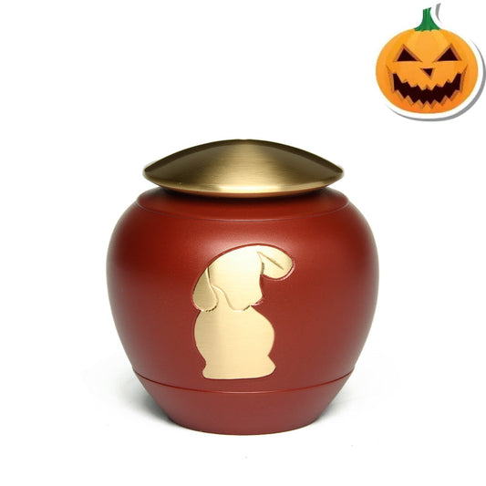 SMALL - Brass Urn -2164 - Brass Dog Urn in Sedona Red