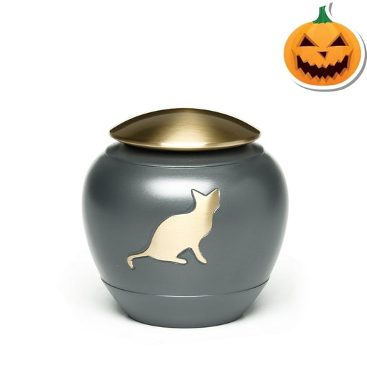 IMPERFECT SELECTION- SMALL - Brass Urn -2165- Brass Cat Urn in Graphite Gray