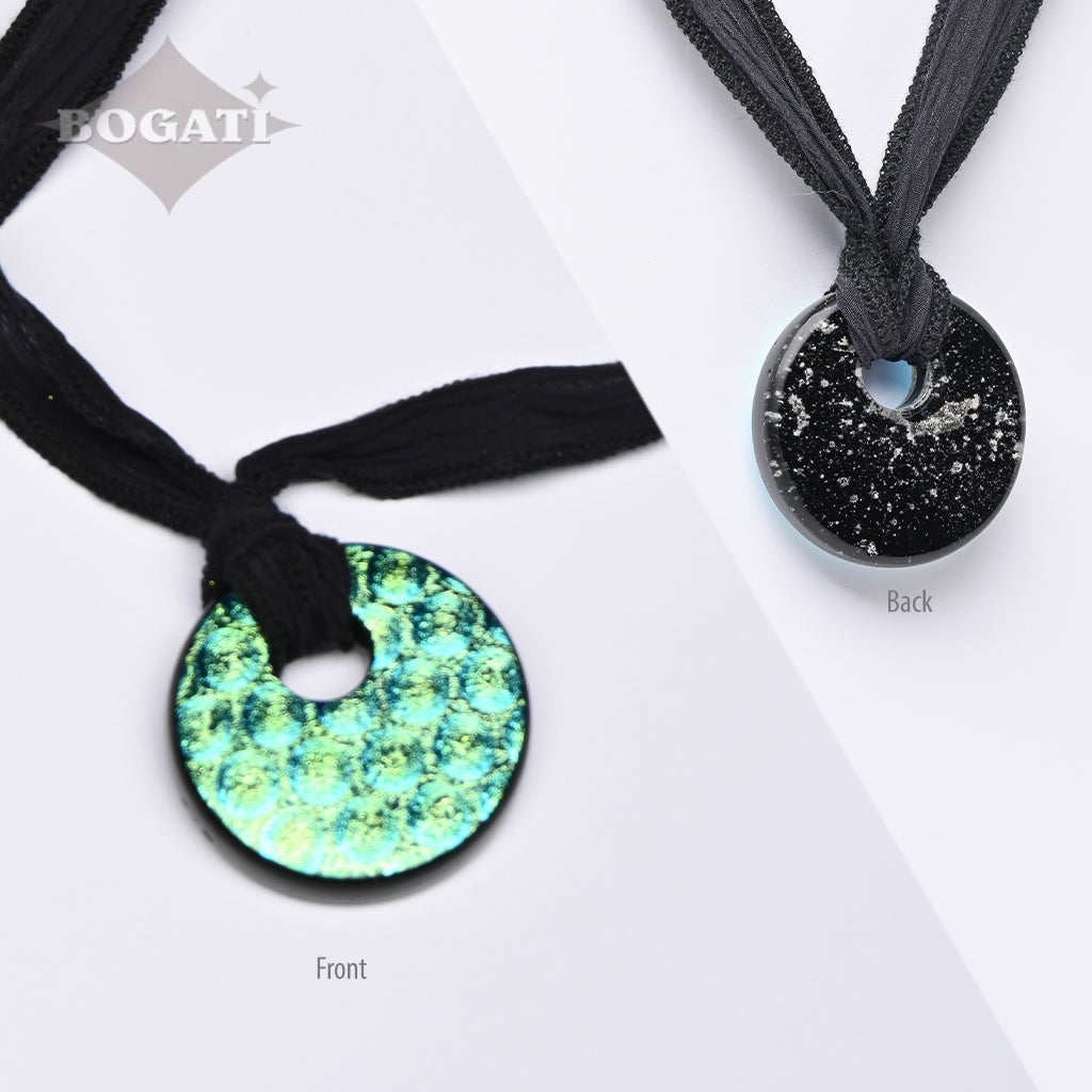 J-2168- Dichroic Glass Love Ashes Reflection Circles - Infused with Cremains
