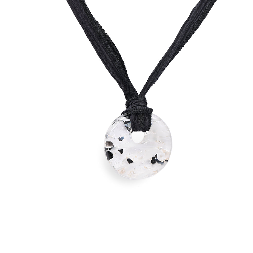 J-2168- Dichroic Glass Love Ashes Reflection Circles - Infused with Cremains Clear