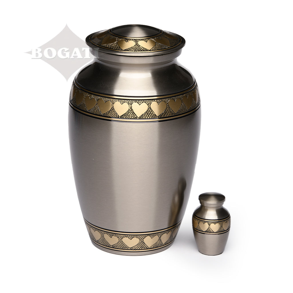 ADULT Brass Urn -2263- Heart Bands
