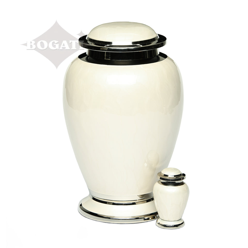 KEEPSAKE - Brass Urn -2571- Gleaming Enamel with Nickel Banding