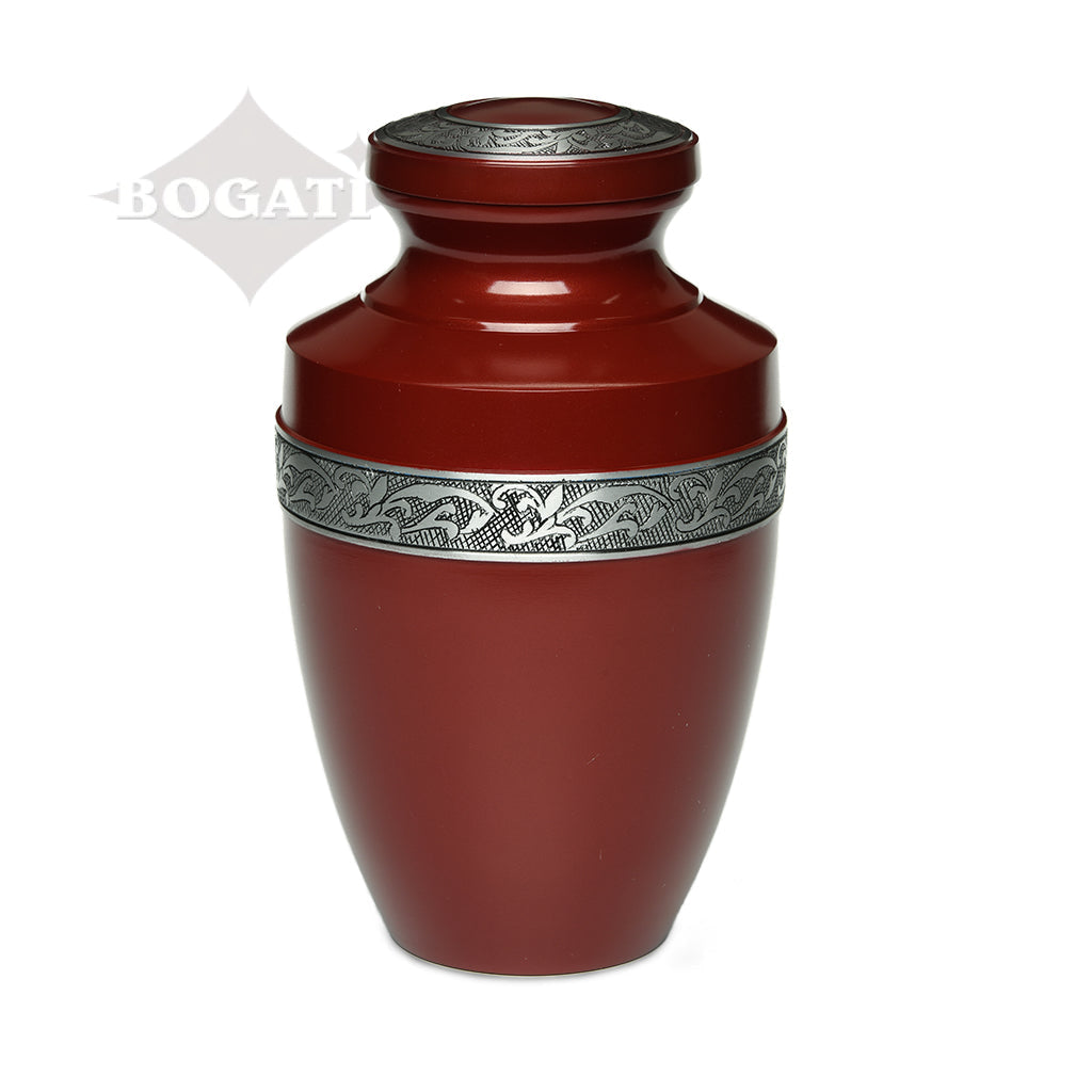 ADULT - Alloy Urn -3076- Grecian with Flowing Vine Brick Red