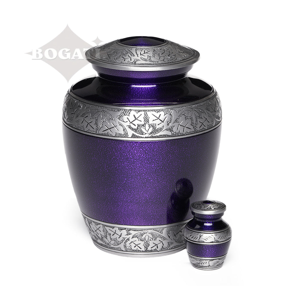 ADULT -Classic Alloy Urn -3246– PURPLE with VINE BAND