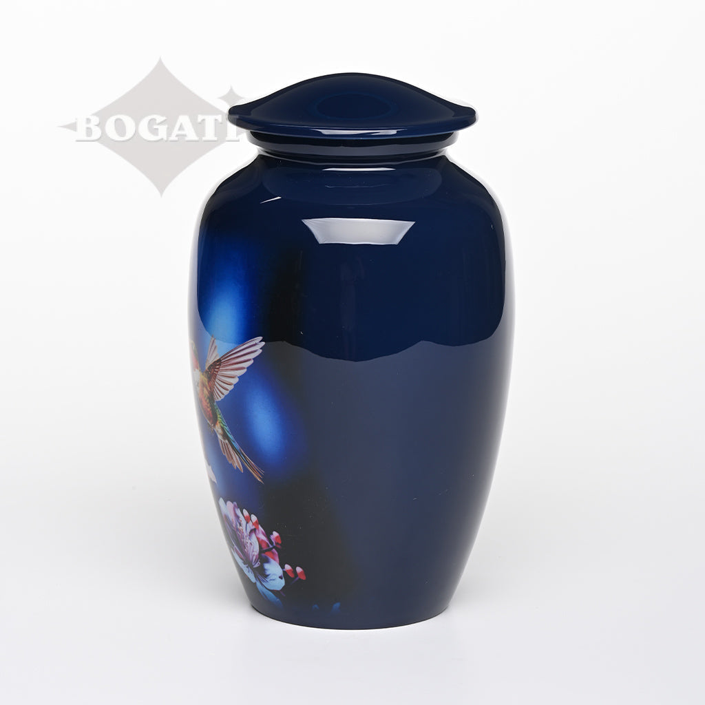 ADULT - Alloy Urn -3350 - Dark Blue Floral Nature Urns