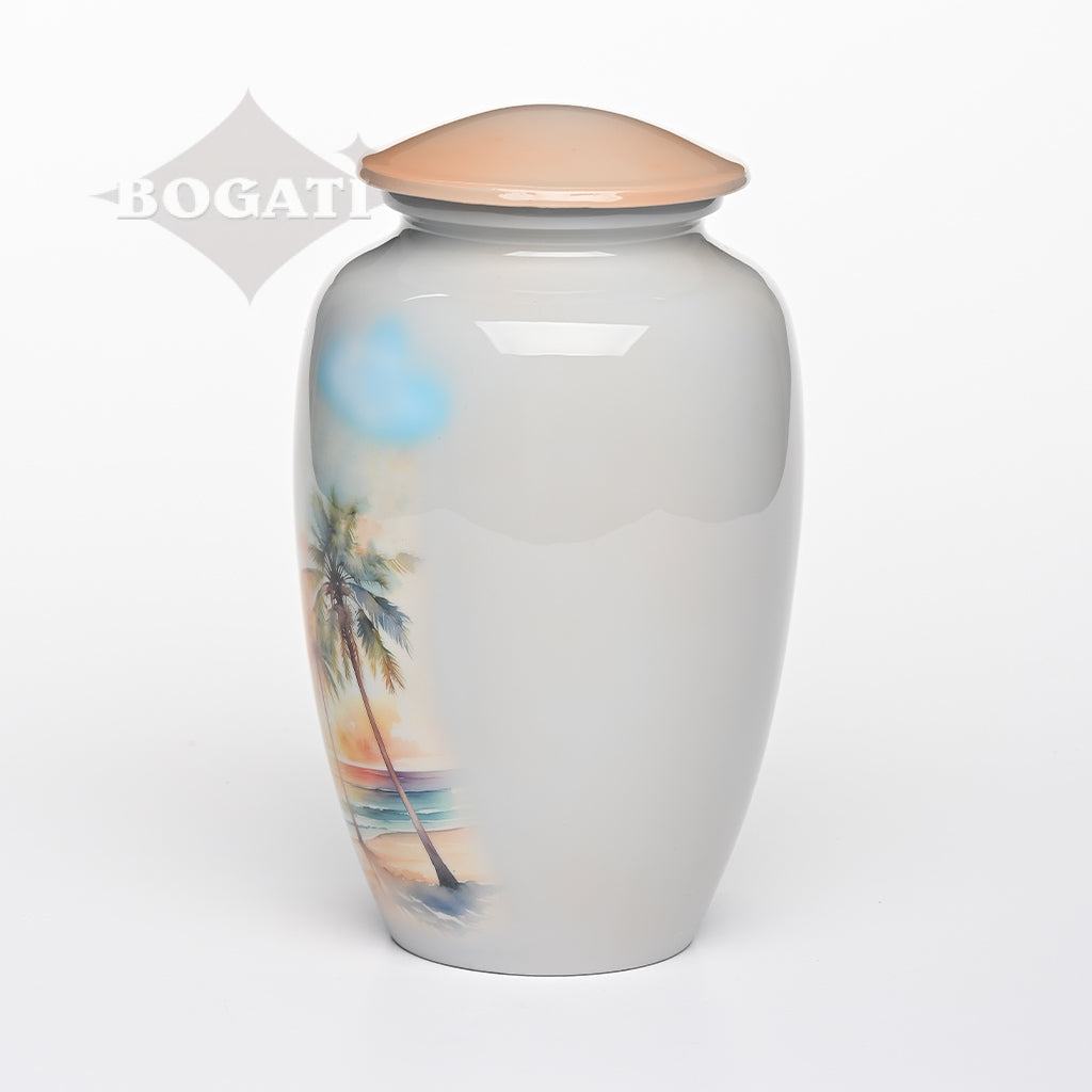 ADULT - Alloy Urn -3374- Palm Trees at Sunset