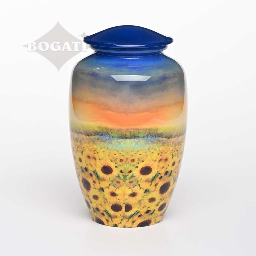 ADULT - Alloy Urn -3372- Sunflower Field at Sunset