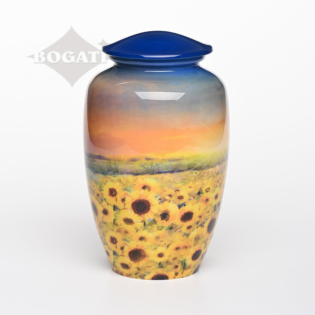 ADULT - Alloy Urn -3372- Sunflower Field at Sunset