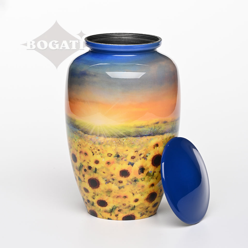 ADULT - Alloy Urn -3372- Sunflower Field at Sunset