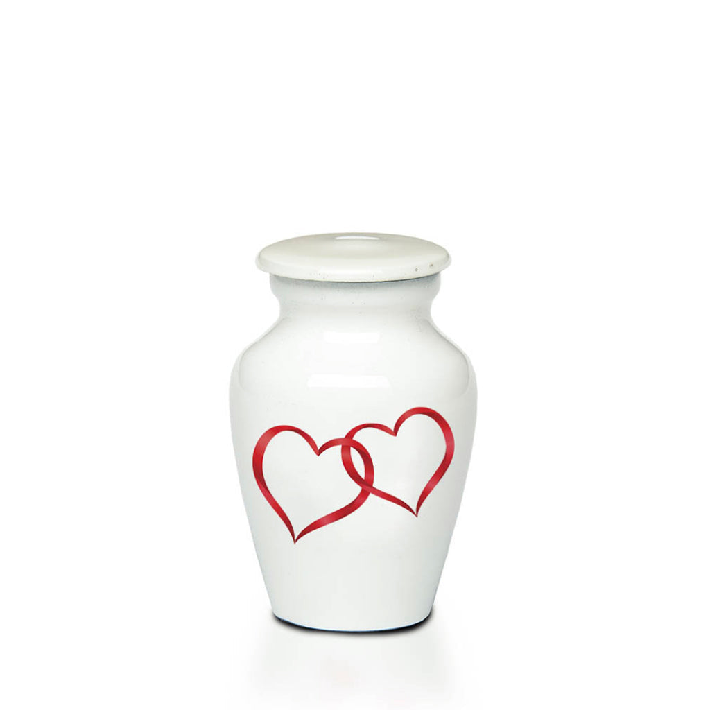 KEEPSAKE -Alloy Urn -4000- WHITE with DOUBLE HEARTS