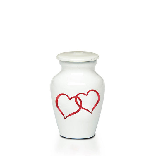 KEEPSAKE -Alloy Urn -4000- WHITE with DOUBLE HEARTS