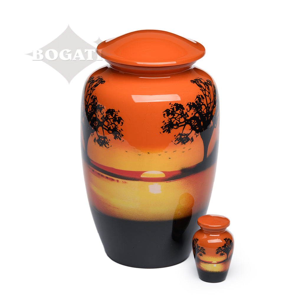 IMPERFECT SELECTION- ADULT -Classic Alloy Urn -4010– ORANGE SUNSET