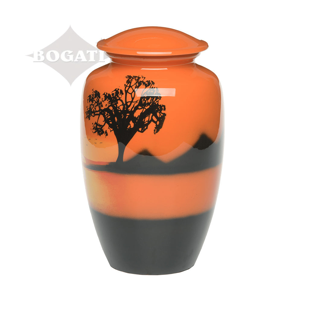 IMPERFECT SELECTION- ADULT -Classic Alloy Urn -4010– ORANGE SUNSET