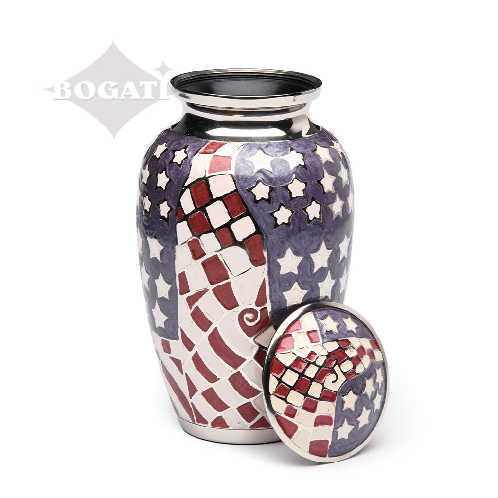 ADULT Brass urn -5-1515 - Stars & Squares Urn