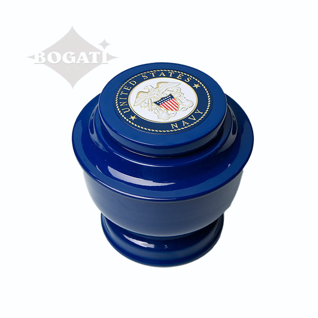 ADULT - Simple Alloy Urn -5-5050- Blue with Military Emblem Navy