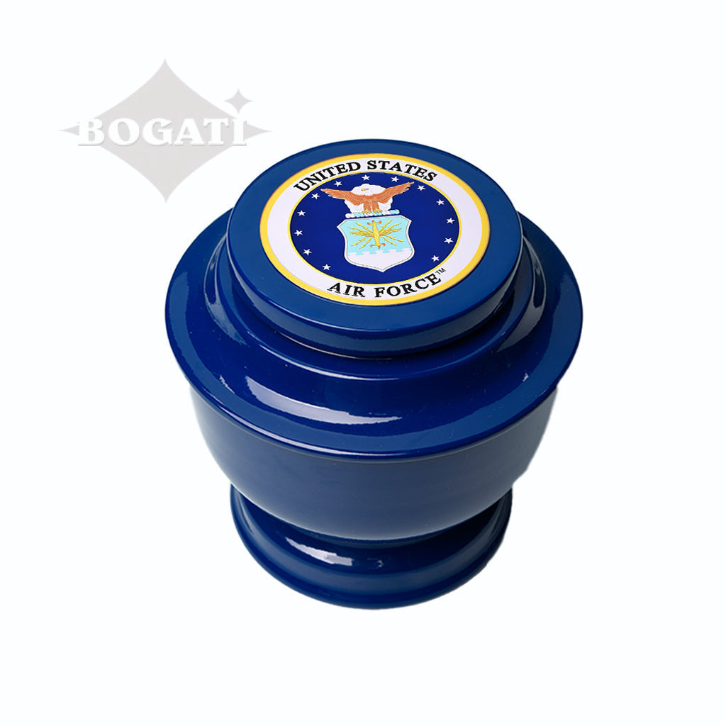 ADULT - Simple Alloy Urn -5-5050- Blue with Military Emblem Air Force