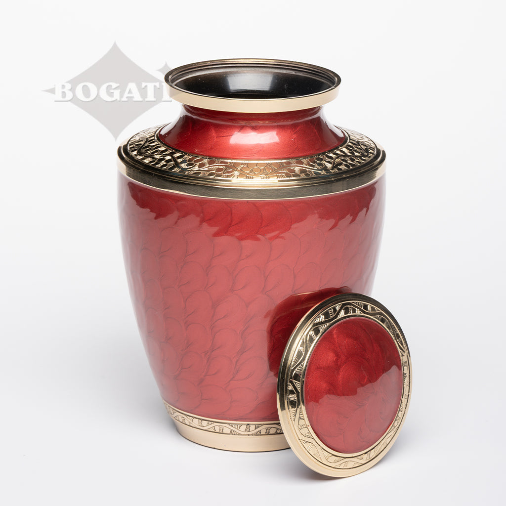 ADULT - Nickel plated Brass Urn Enamel 5-55 Red / Gold-Bands